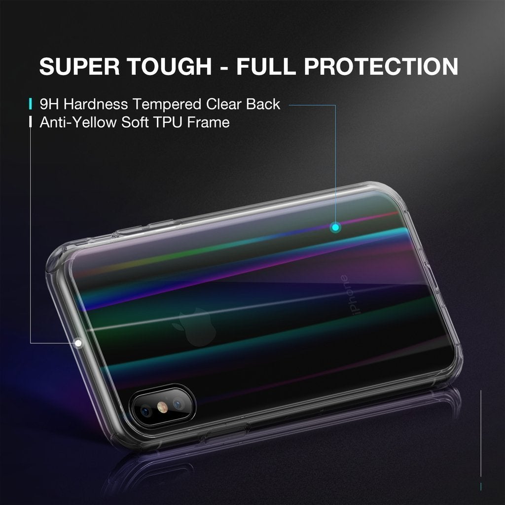 Baseus Ultra Thin Rainbow Aurora Transparent Glass Case For Iphone X/XS - Planetcart