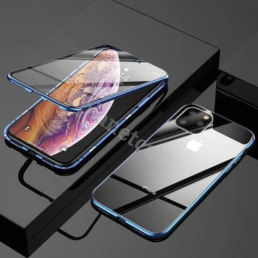 Electronic Auto-Fit (Front+ Back) Glass Magnetic Case For iPhone 11