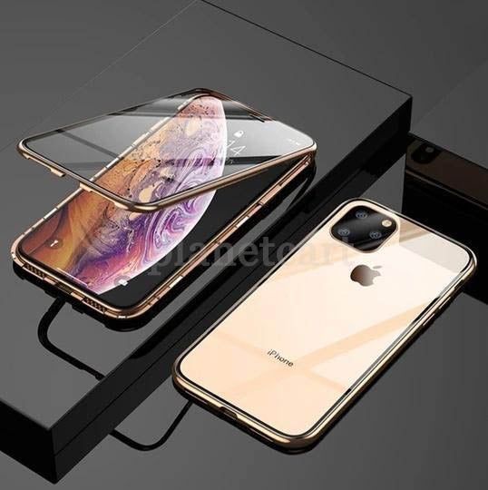 Electronic Auto-Fit (Front+ Back) Glass Magnetic Case For iPhone 11 Pro