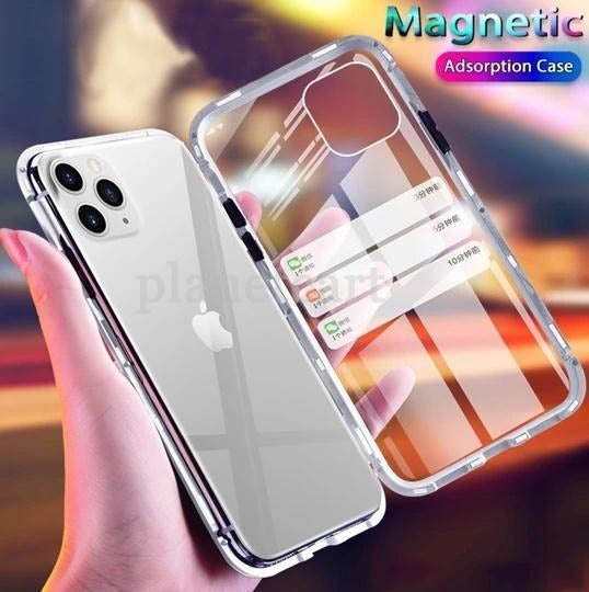 Electronic Auto-Fit (Front+ Back) Glass Magnetic Case For iPhone 11 Pro
