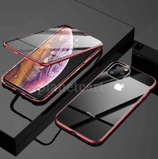Electronic Auto-Fit (Front+ Back) Glass Magnetic Case For iPhone 11 Pro Max