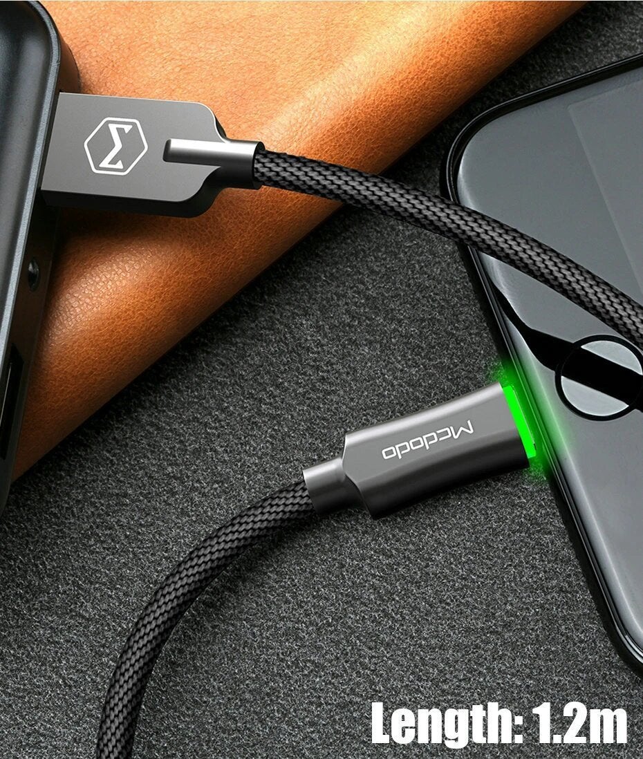 McDodo LED Light Auto Disconnect Fast Charging USB Data Sync Lightning Cable for Apple iPhone - Planetcart