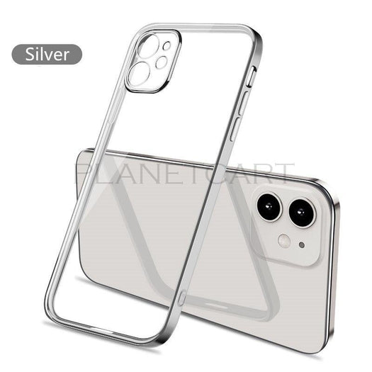 Premium Glossy Look Square Silicon Clear Case For iPhone 12 Series